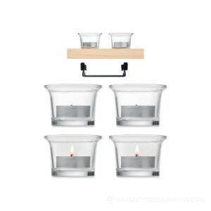 Dekoracyjny świecznik IRONDLE - drewniany – zdjęcia produktu