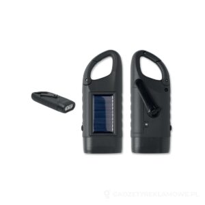 Latarka solarna z korbą dynamo CRANCH - czarny – zdjęcia produktu
