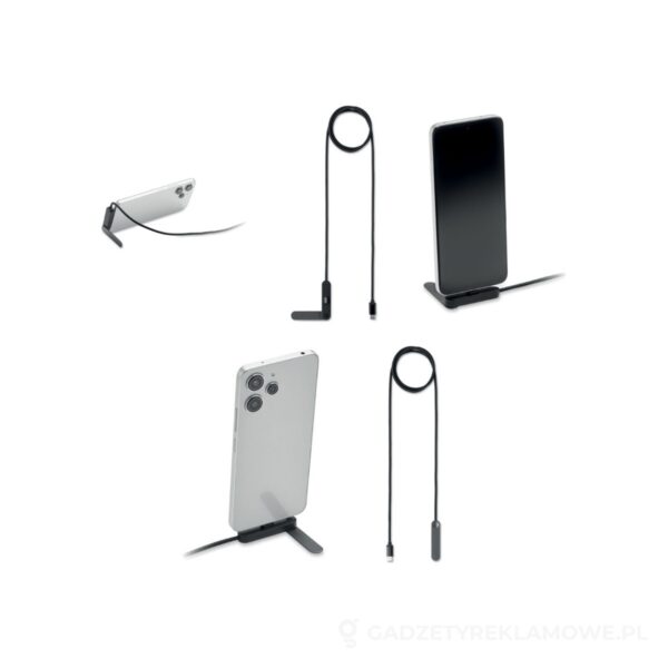 MO3192-03-wariant-watermark stojak na telefon z kablem USB- NIFTY - czarny – zdjęcia produktu