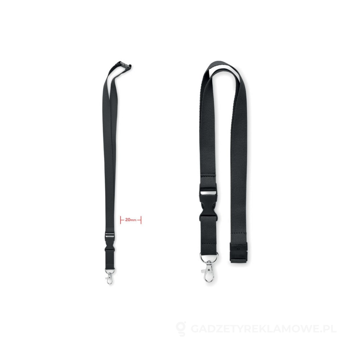 MO6708-03-wariant-watermark Smycz bawełniana 20mm LANNYCOT - czarny – zdjęcia produktu