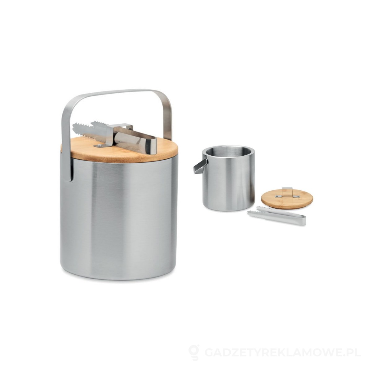 MO6741-16-wariant-watermark Dwuścienny kubełek na lód 1,2L KOKKOLA - srebrny matowy – zdjęcia produktu