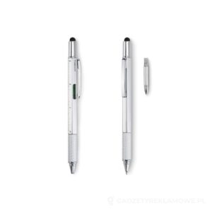 Długopis poziomica z linijką TOOLPEN - srebrny matowy – zdjęcia produktu
