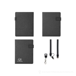 Teczka A4 z powerbankiem POWERFOLDY - czarny – zdjęcia produktu