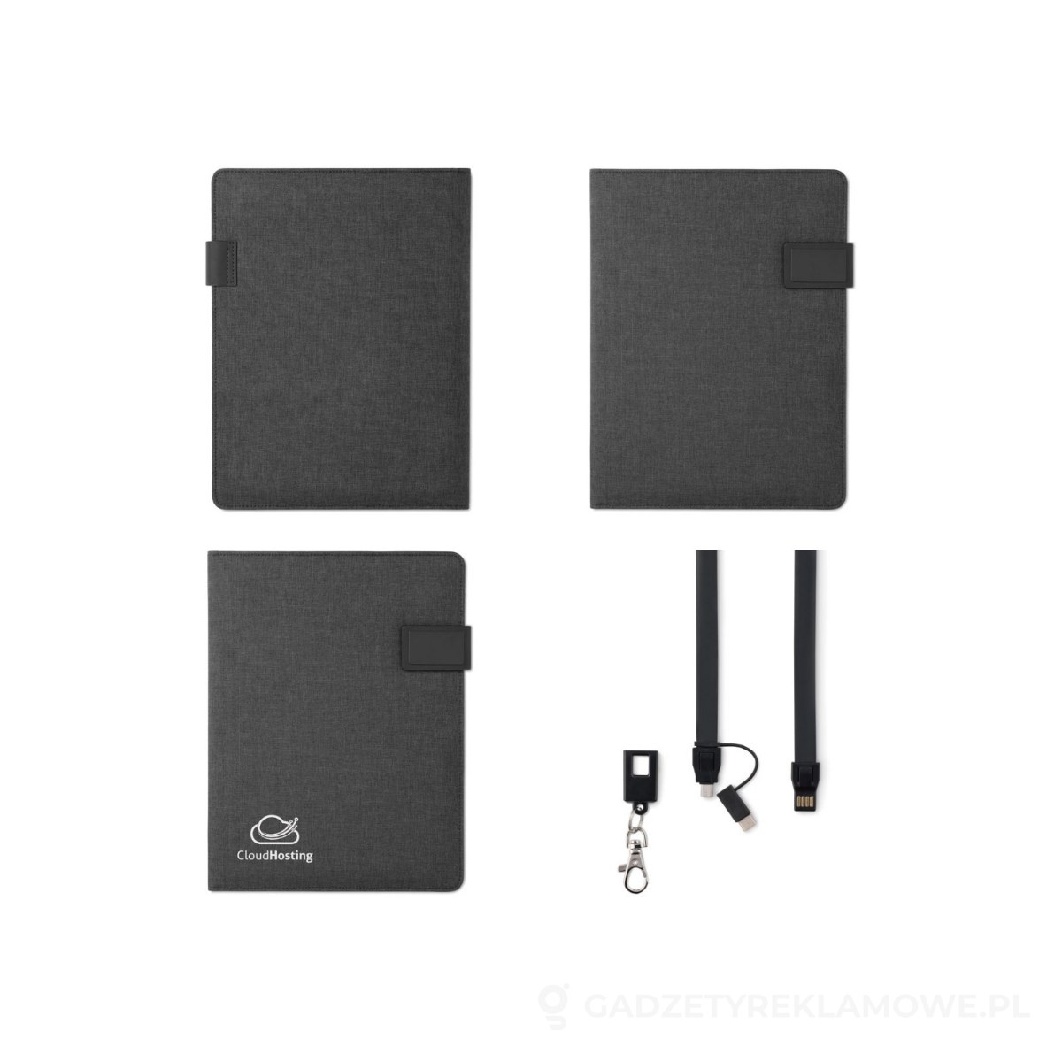 MO9232-03-wariant-watermark Teczka A4 z powerbankiem POWERFOLDY - czarny – zdjęcia produktu