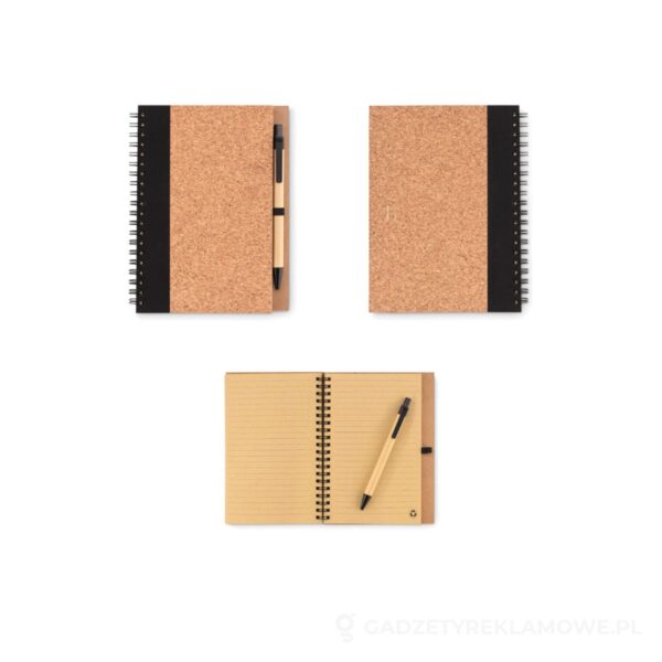 MO9859-03-wariant-watermark Korkowy notatnik z długopisem SONORA PLUSCORK - czarny – zdjęcia produktu