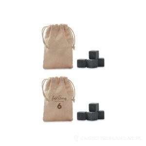 4 kamienne kostki lodu w etui ROCKS - beżowy – zdjęcia produktu