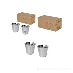 Duo zestaw filiżanek do espresso ze stali nierdzewnej z certyfikatem RCS 80 ml - szary – zdjęcia produktu