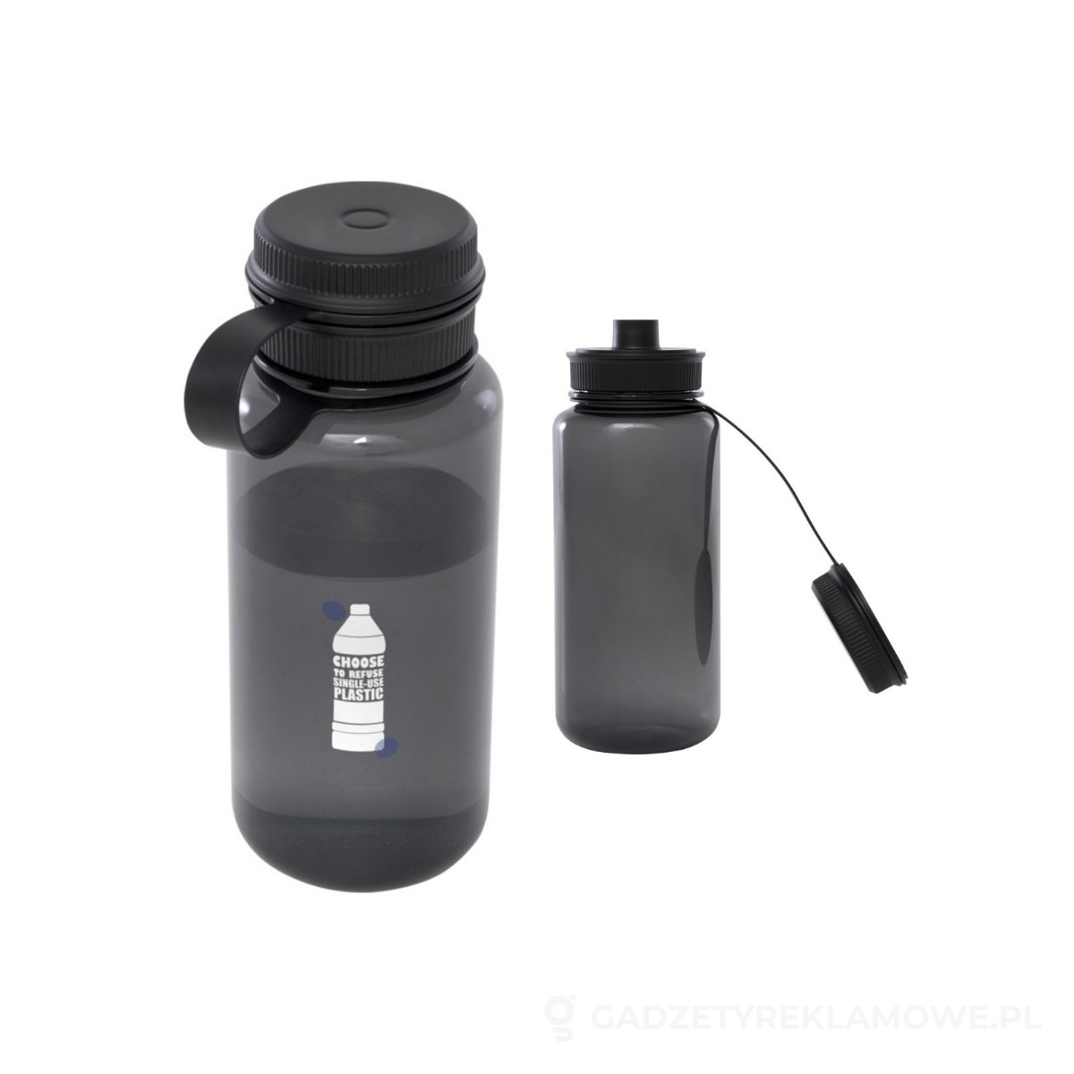 PFC-10083790-wariant-watermark Butelka sportowa Ryder z materiału RPET, z certyfikatem RCS, o pojemności 900 ml, z wielofunkcyjną zakrętką - czarny – zdjęcia produktu