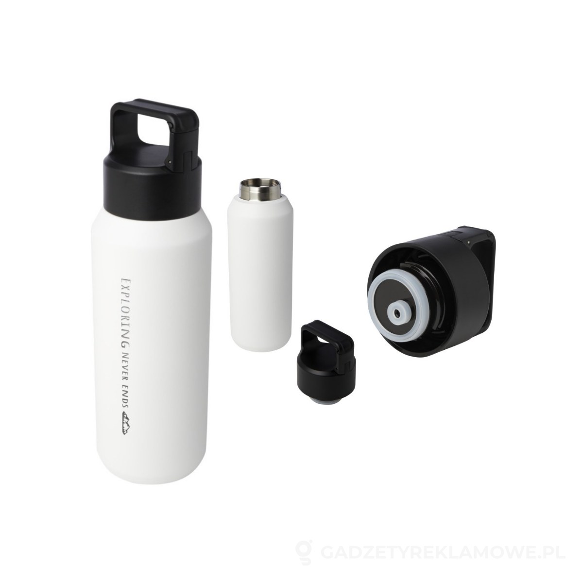 PFC-10084101-wariant-watermark Butelka Astra z recyklingowanej stali nierdzewnej, z miedzianą izolacją próżniową o pojemności 600 ml, z certyfikatem RCS, przystosowana do napojów gazowanych - biały – zdjęcia produktu