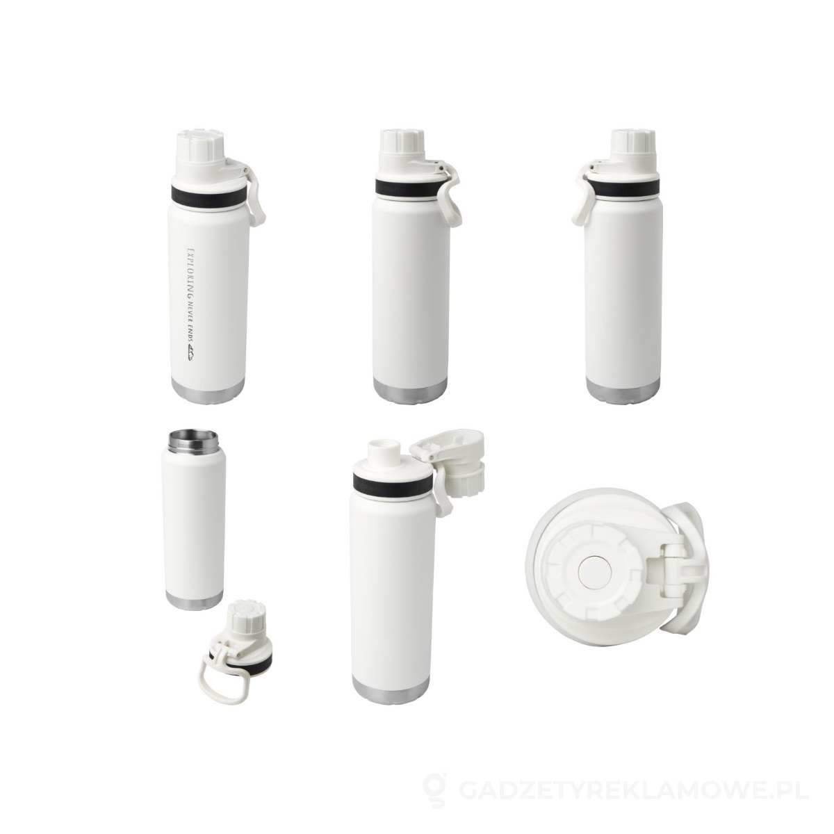 PFC-10084201-wariant-watermark Butelka Fortis z recyklingowanej stali nierdzewnej, z miedzianą izolacją próżniową, o pojemności 700 ml, z certyfikatem RCS, przystosowana do napojów gazowanych - biały – zdjęcia produktu