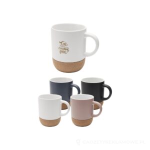 Billie kubek ceramiczny o pojemności 300 ml z detalami z korka i matowym wykończeniem - biały – zdjęcia produktu