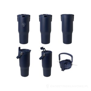 Kubek Bronx o pojemności 900 ml, z izolacją próżniową, wykonany ze recyklingowanej stali nierdzewnej z certyfikatem RCS i z miedzi, z wielofukncyjną zakrętką - niebieski – zdjęcia produktu