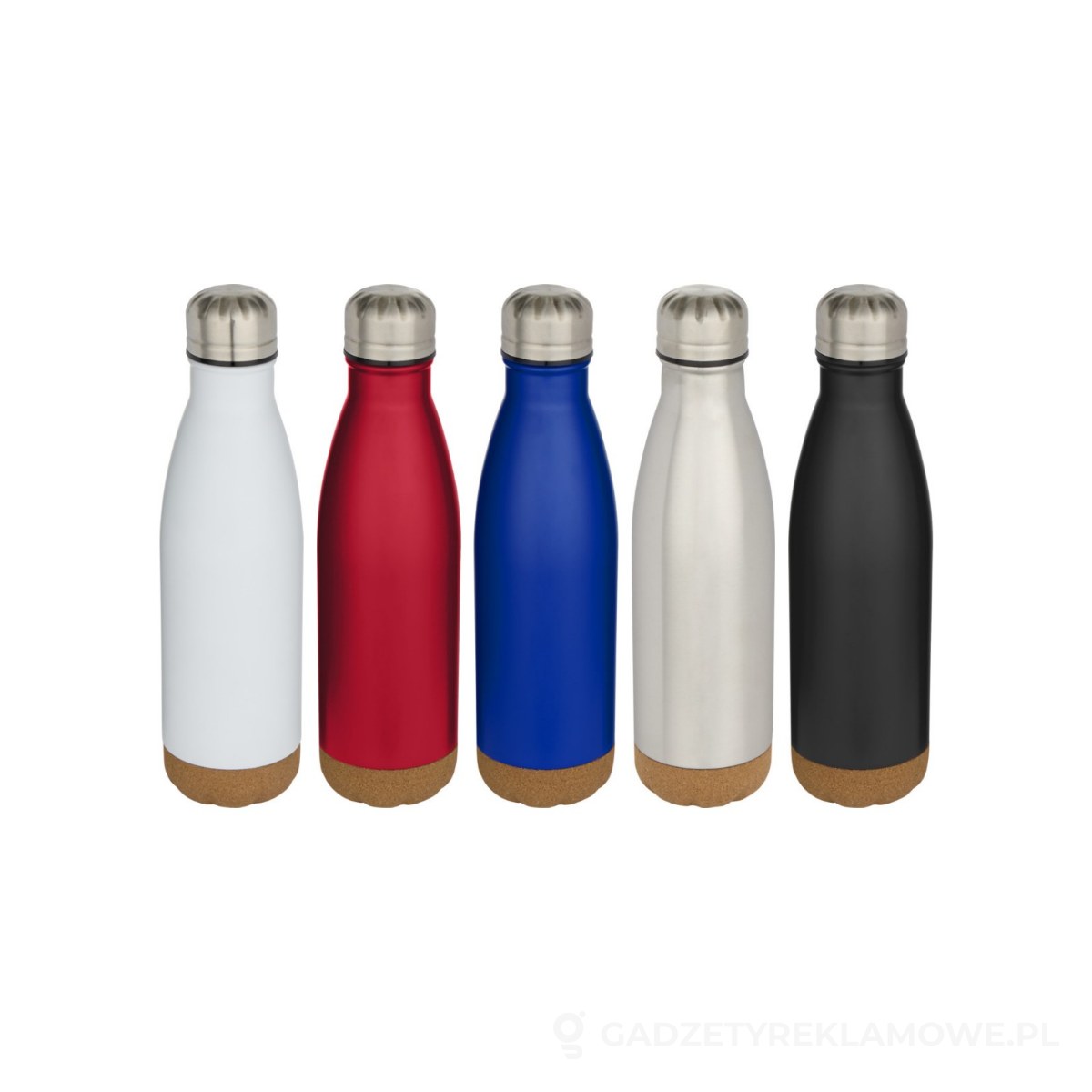PFC-100892-kolorow-watermark Cove butelka na wodę o pojemności 500 ml ze stali nierdzewnej z podwójnymi ściankami i izolacją próżniową oraz detalami korkowymi – dostępne kolory