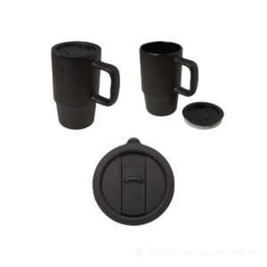 Carter kubek ceramiczny o pojemności 450 ml z plastikową pokrywką - czarny – zdjęcia produktu