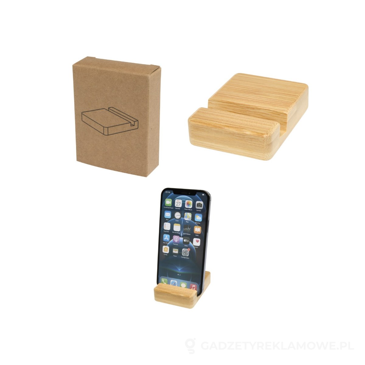 PFC-10460471-wariant-watermark Ebla bambusowy stojak na telefon - brazowy – zdjęcia produktu
