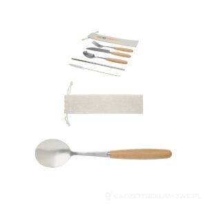5-częściowy zestaw sztućców ze stali nierdzewnej i z drewna bukowego Root - piasek pustyni – zdjęcia produktu