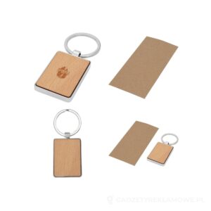 Prostokątny brelok do kluczy Mauro z drewna bukowego – zdjęcia produktu