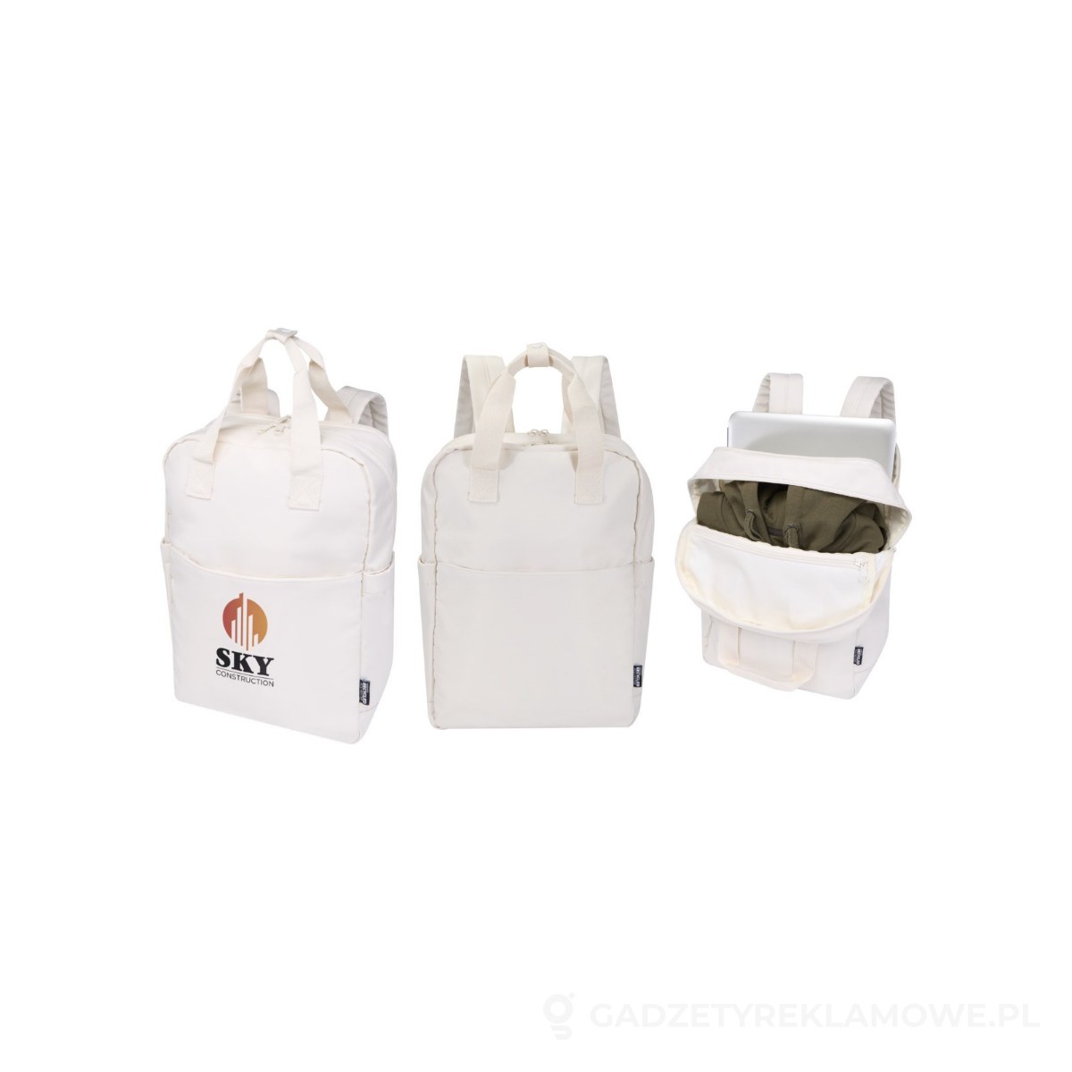PFC-12076202-wariant-watermark Trip Aware™, plecak na laptopa 14 cali wykonany z materiałów z recyklingu, 9 l - biały – zdjęcia produktu
