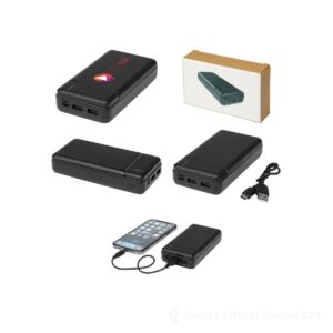 Loop powerbank o pojemności 20 000 mAh z tworzyw sztucznych pochodzących z recyklingu - czarny – zdjęcia produktu