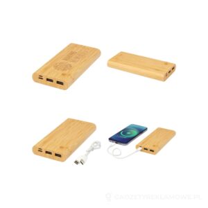 Powerbank Tulda o pojemności 10,000 mAh wykonany z bambusa - piasek pustyni – zdjęcia produktu