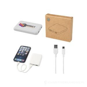 Asama powerbank o pojemności 5000 mAh Type-C z tworzyw sztucznych pochodzących z recyklingu - biały – zdjęcia produktu