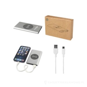 Juice bezprzewodowy powerbank o pojemności 4000 mAh Type-C z aluminium pochodzącego z recyklingu - szary – zdjęcia produktu