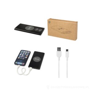 Juice bezprzewodowy powerbank o pojemności 8000 mAh Type-C z aluminium pochodzącego z recyklingu - czarny – zdjęcia produktu