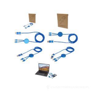 Alasia kabel do synchronizacji danych i szybkiego ładowania 5 w 1 27 W o długości 150 cm z tworzyw sztucznych i aluminium pochodzących z recyklingu - niebieski – zdjęcia produktu