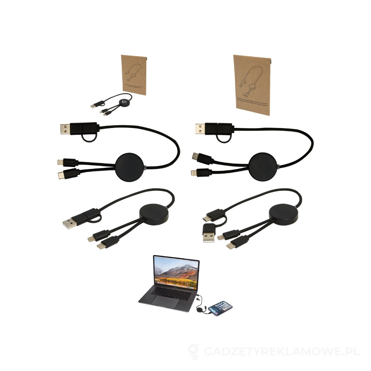 PFC-12442790-wariant-watermark Citala kabel do synchronizacji danych i szybkiego ładowania 5 w 1 27 W o długości 30 cm z tworzyw sztucznych pochodzących z recyklingu - czarny – zdjęcia produktu