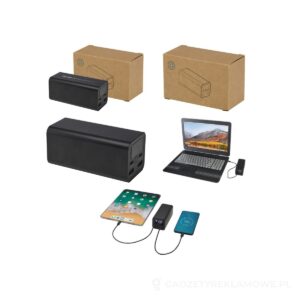 Acamar powerbank do laptopa o pojemności 20 000 mAh i mocy 70 W z aluminium z recyklingu - czarny – zdjęcia produktu
