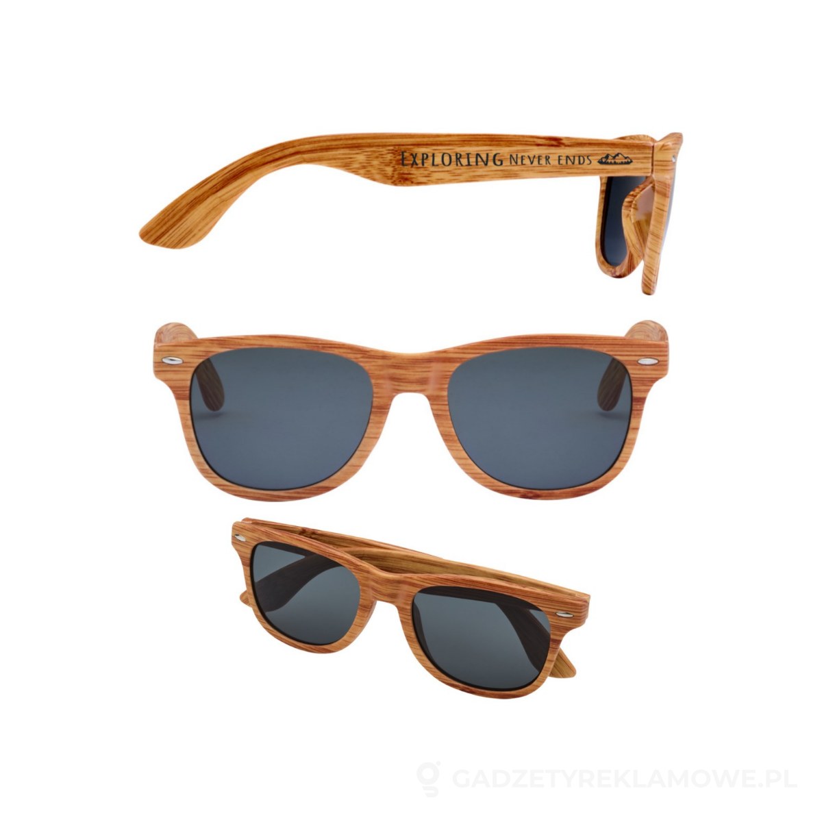 PFC-12705106-wariant-watermark Okulary przeciwsłoneczne Mira z oprawkami z imitacji drewna - piasek pustyni – zdjęcia produktu