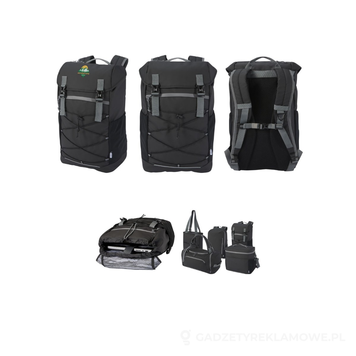 PFC-13004490-wariant-watermark Aqua wodoodporny plecak z recyklingu z certyfikatem GRS na laptopa z ekranem 15,6 cali o pojemności 23 l - czarny – zdjęcia produktu