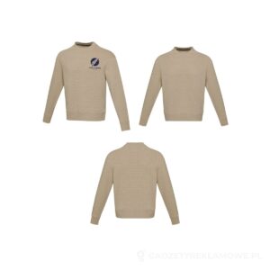 Jet sweter unisex Aware™ z okrągłym dekoltem z materiałów z recyklingu - piasek pustyni, L – zdjęcia produktu