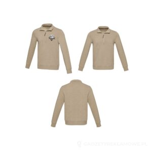 Tin sweter unisex Aware™ z materiałów z recyklingu z zamkiem błyskawicznym na 1/4 długości - piasek pustyni, L – zdjęcia produktu