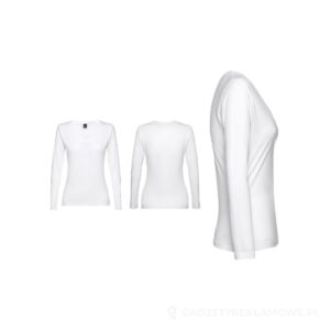 THC BUCHAREST WOMEN WH. T-shirt damski z długim rękawem taliowany - biały, XL – zdjęcia produktu