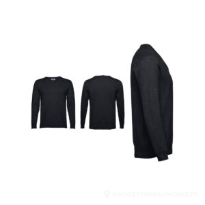 THC MILAN. Męski sweter V-neck z bawełny i poliamidu - czarny, M – zdjęcia produktu