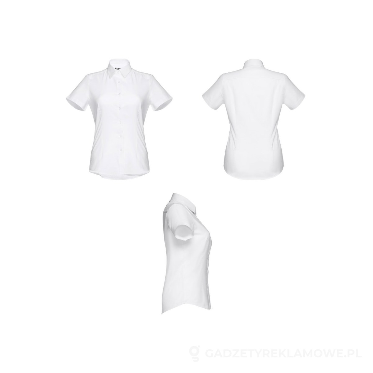 STR-30201-106-M-wariant-watermark THC LONDON WOMEN WH. Damska koszula oxford z krótkim rękawem. Kolor biały - biały, M – zdjęcia produktu