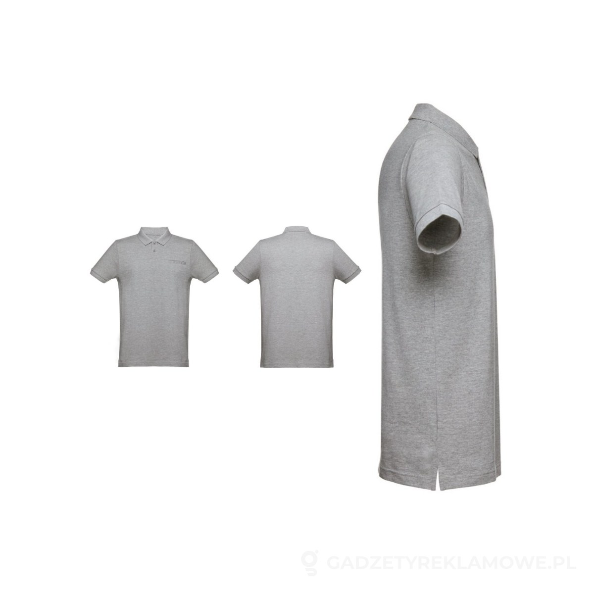STR-30208-183-M-wariant-watermark THC DHAKA. Męski polo t-shirt - jasnoszary, M – zdjęcia produktu