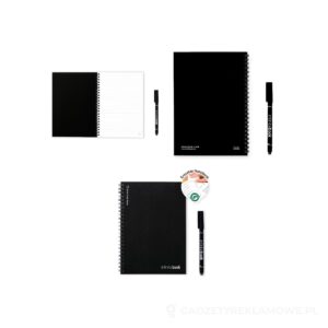 INFINITEBOOK LINED A5. Infinitebook z elastyczną okładką i 15 stronami do tablicy w linie - czarny – zdjęcia produktu