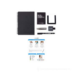 STARTER KIT INFINITEBOOK A5 PLANNER TEXTURE. Zestaw zawierający „Infinitebook” w twardej oprawie, 1 zestaw do czyszczenia, 1 marker i 1 uchwyt na długopis - czarny – zdjęcia produktu