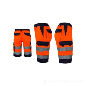 VL HADES. Dwukolorowe bermudy z wieloma kieszeniami (210 g/m²), bawełna (20%) i poliester (80%) - pomarańczowy, M – zdjęcia produktu