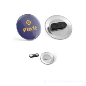 Button P'IN 8. Button P'IN 8. Okrągła przypinka z podwójnym zapięciem magnetycznym - srebrny – zdjęcia produktu
