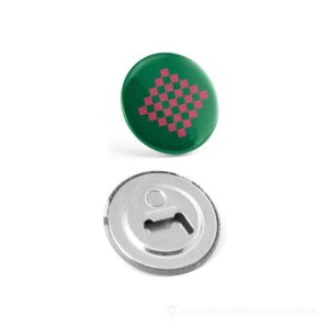 Button P'IN 12. Button P'IN 12. Okrągła przypinka magnetyczna z otwieraczem do butelek - srebrny – zdjęcia produktu
