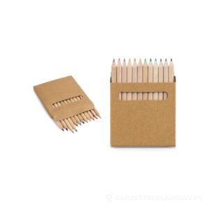COLOURED. Piórnik z 12 kolorowymi kredkami - naturalny – zdjęcia produktu