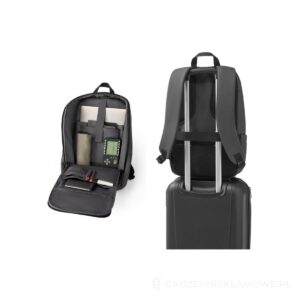 TOULON. Plecak na notebooka wykonany z wysokiej gęstości materiału 600D poliester z recyklingu z wodoodpornym wykończeniem 16" - czarny – zdjęcia produktu
