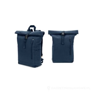 SAINT. Plecak z rolowaną górą z recyklingowanej bawełny i poliestru z recyklingu (380 g/m²) - granatowy – zdjęcia produktu