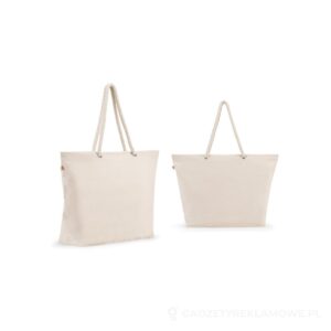 ATHENS. Torba plażowa z bawełny pochodzącej z recyklingu (70%) i poliestru pochodzącego z recyklingu (30%) (220 g/m²) - naturalny – zdjęcia produktu