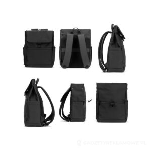 AZORES BAG. Plecak na laptopa (16") z PU, z klapką zakrywającą wszystkie komory - czarny – zdjęcia produktu