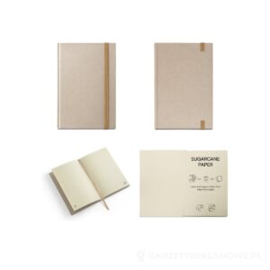 DICKINSON. Notatnik A5 w twardej oprawie wykonany z papieru z trzciny cukrowej (80% trzciny cukrowej) z kartkami w linie - naturalny – zdjęcia produktu