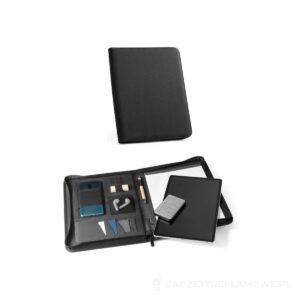EMERGE FOLDER. Teczka A4 poliestru pochodzącego (100% rPET) 300D z zamkiem błyskawicznym - czarny – zdjęcia produktu